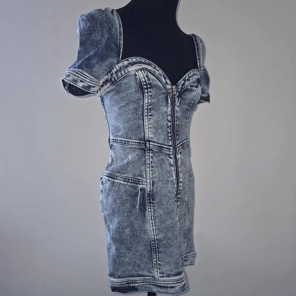 Retrofête Janie Washed Denim Mini Dress Women’s Small - Picture 5 of 10